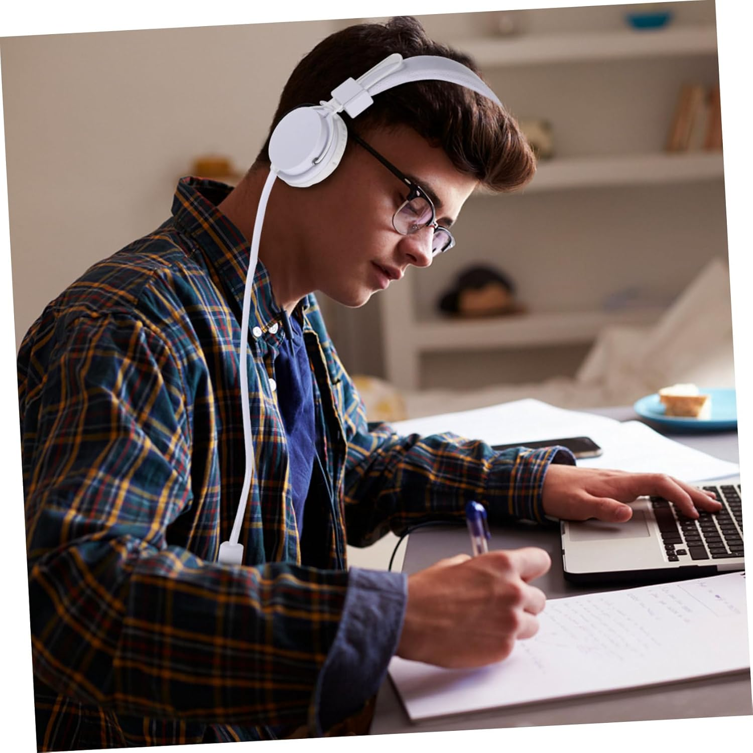 HONMEET Wired Over-Ear Game Headset Inline Control for Computer Gaming, White Wired Gaming Earphone Suitable for Gamers and Online Communication image number 3