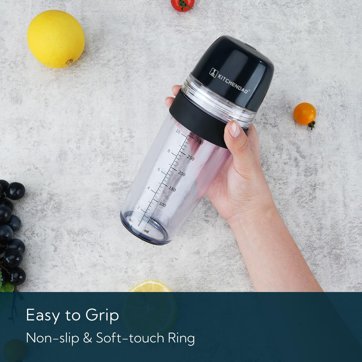 KITCHENDAO 2 in 1 Salad Dressing Shaker Container with Juicer, Pour Spout, Leakproof, Dishwasher Safe, BPA Free, Travel Homemade Oil and Vinegar Salad Dressing Bottle Mixer Dispenser, 1-1/2 Cups image number 5