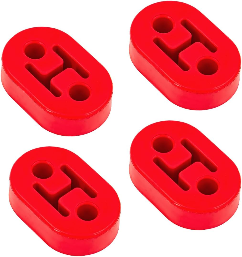 Mandark 4PCS Car Rubber Exhaust Hanger, 2 Holes Adjustable Auto Tail Pipe Muffler Insulator Bushing Mount, Vehicle Exhaust System Muffler Bracket Accessories, Universal for Vehicles (Red) image number 5