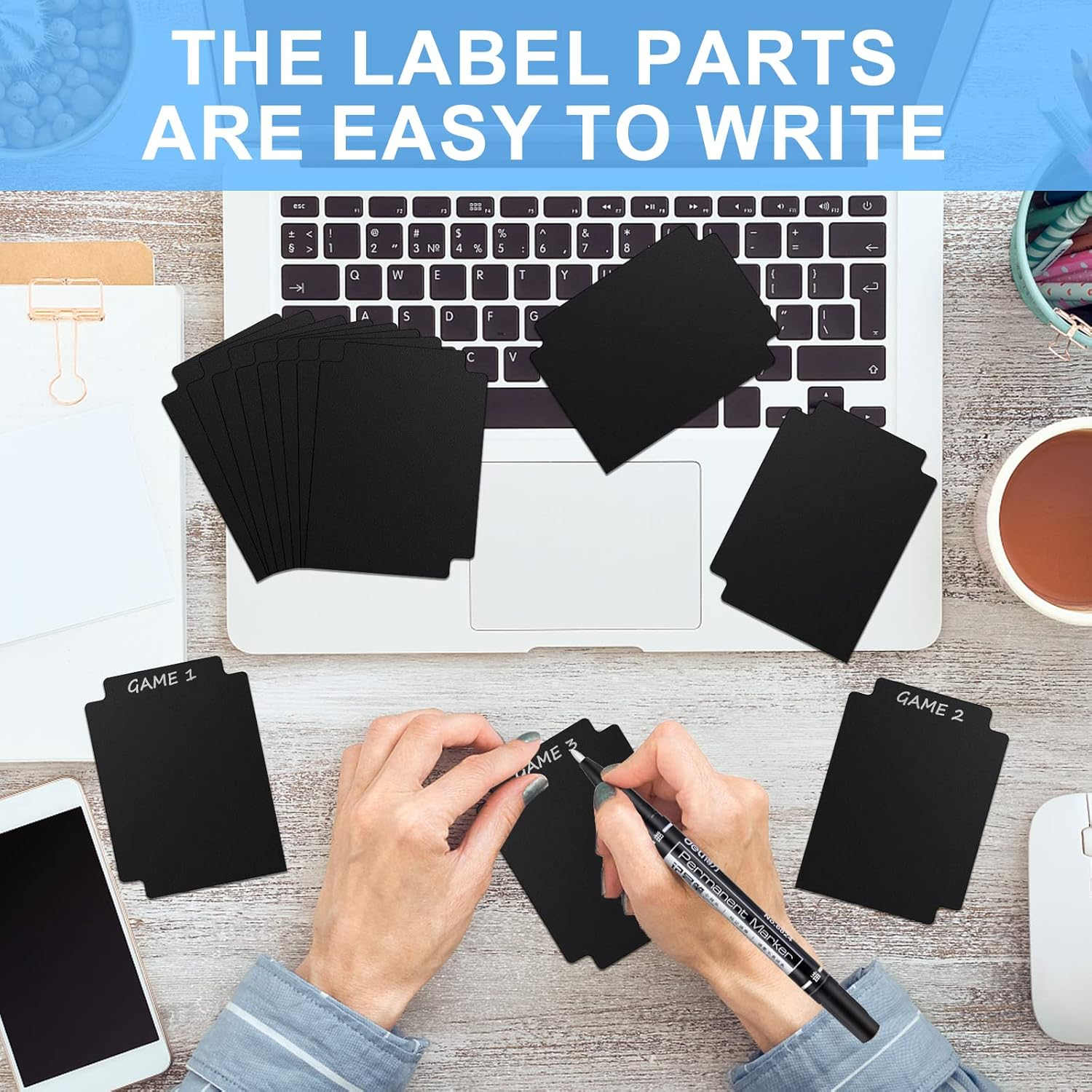 60 Pieces Game Card Dividers Black Playing Card Seperators Trading Card Dividers Card Gathering Storage Organizer, 2.7 X 3.8 Inches image number 5