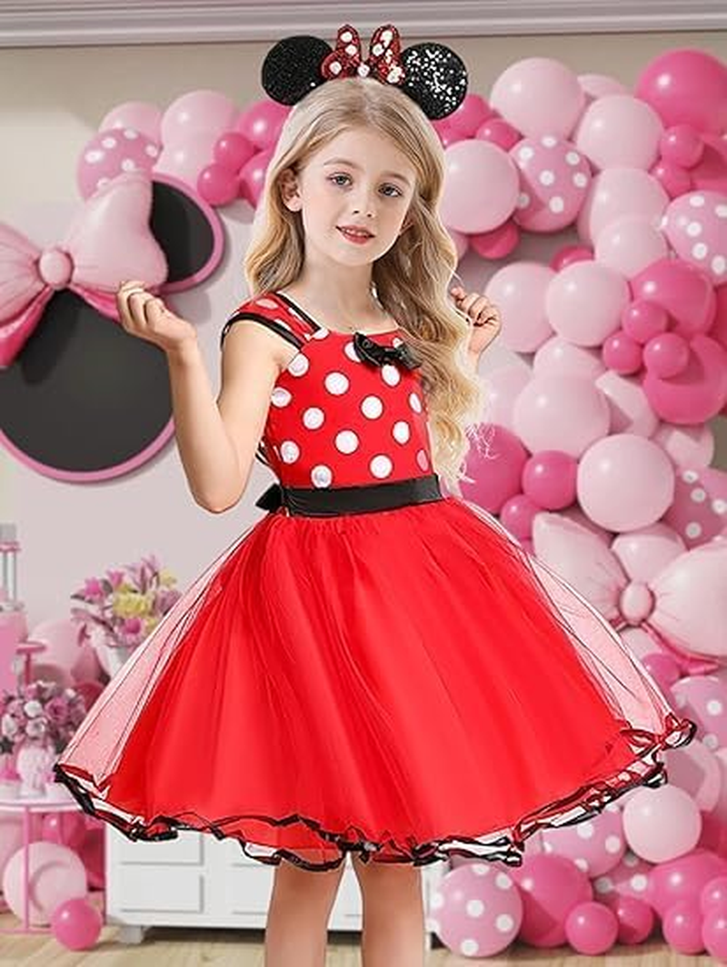Girls Polka Dots Fancy Dress up Princess Costumes Tulle Dress Birthday Halloween World Book Day Cosplay Party Dresses Up image number 2