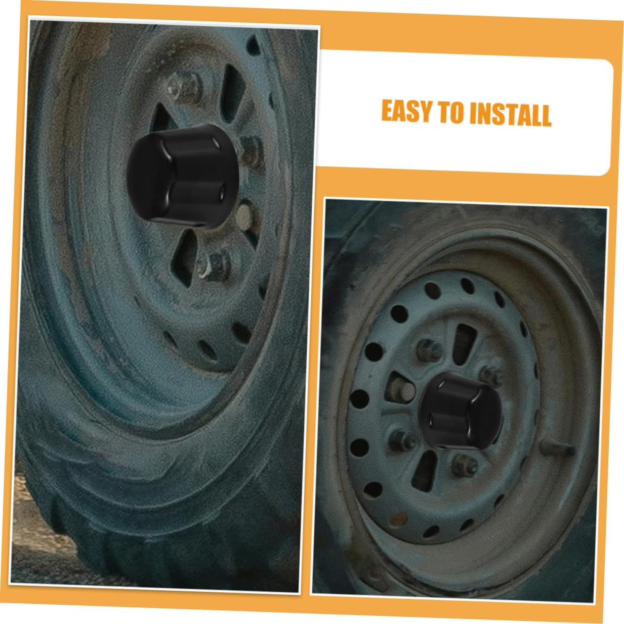 NOLITOY 2Pcs Rubber ATV Wheel Hub Caps Replacement Tire Rim Covers for 110-250Cc Go-Karts Trailers and Golf Carts, Protective Automotive Vehicle Accessory for Off-Road Wheels image number 2