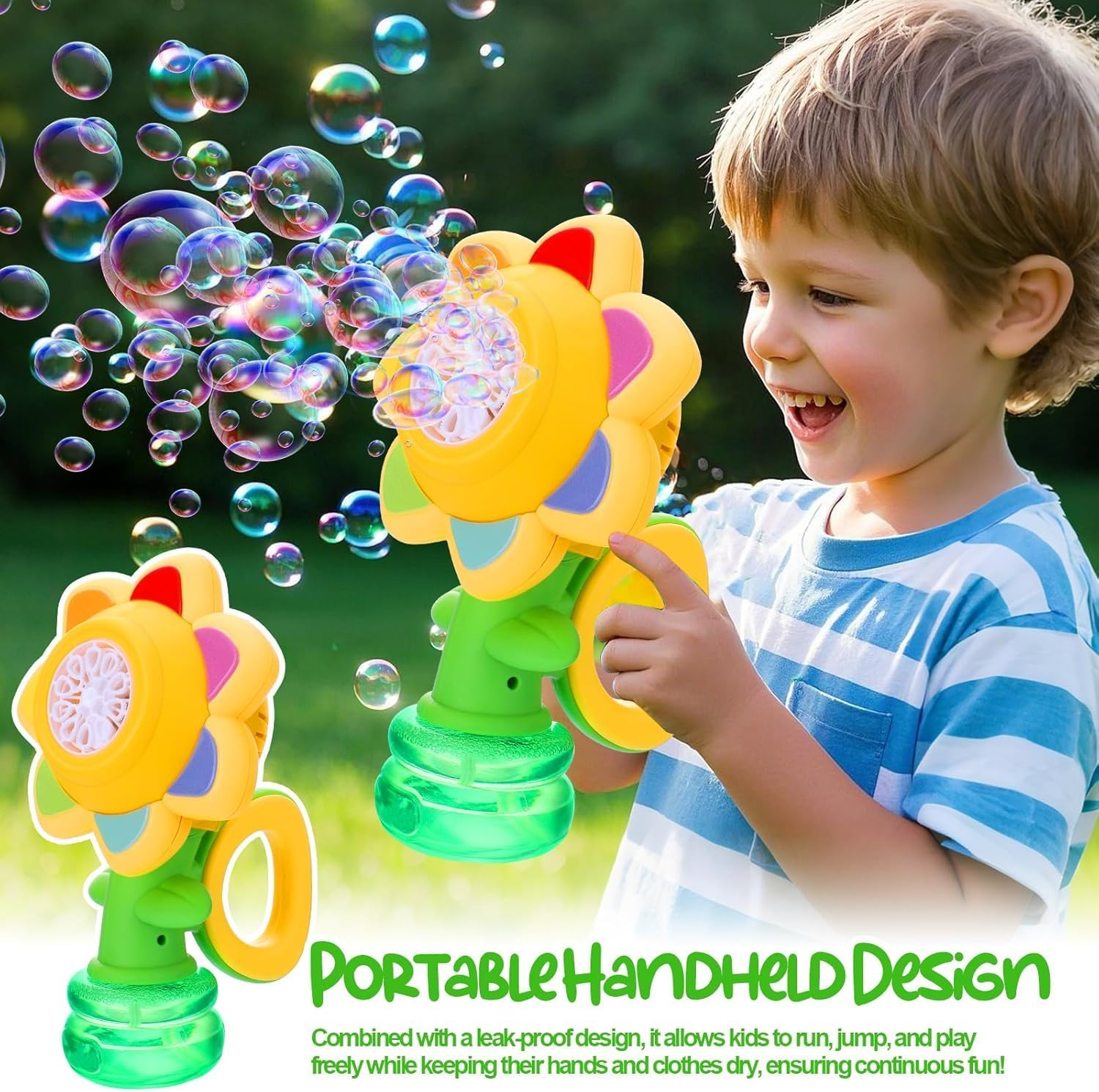 Bubble Machine for Kids,7 Color Sunflower Rechargeable Bubble Blower with Lights for Kids Ages 4-8,Toddlers 3 and up Automatic Bubble Maker for Bathtub Bath,Summer Outdoor Toys image number 4