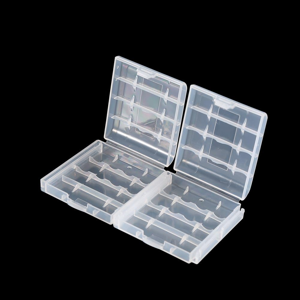 Transparent Hard Plastic Case Holder AA/AAA Battery Storage Box, Clear White (10Pcs)