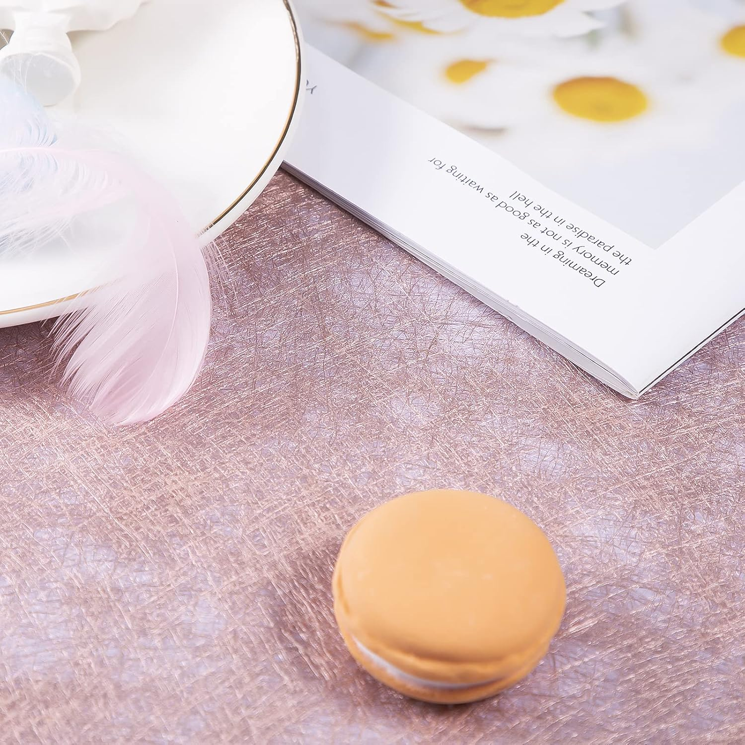 KINBOM 30Cmx5M Non Woven Table Runner Pink Gold, for Wedding Bachelorette Party Baby Shower Birthday Christmas Halloween Party Decorations image number 4