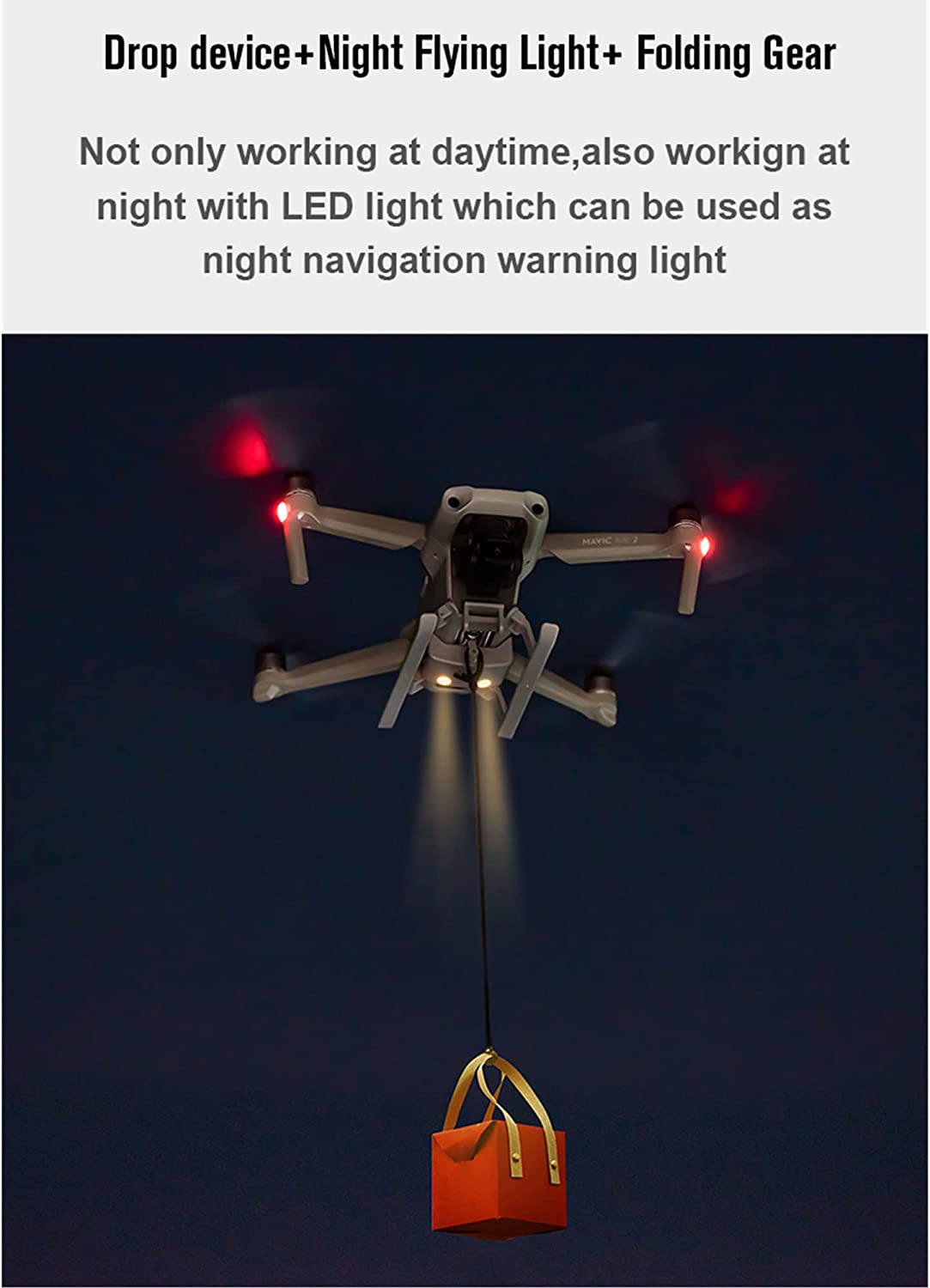 Drone Drop Release System with Landing Gear for DJI Mavic Air 2/Air 2S, Drop Device Kit for Delivery/Transport Release Wedding Clip/Fishing Line (Grey) image number 6