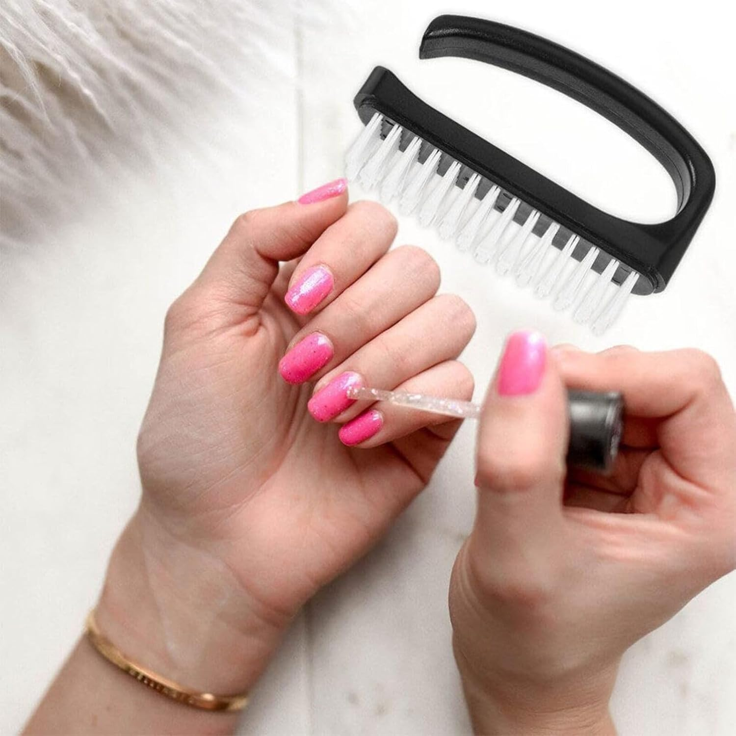 CVNRCLP Recycled Plastic Nail Brush with Ergonomic Handle - Eco-Friendly Nail Cleaning Tool for Home and Salon Use image number 5