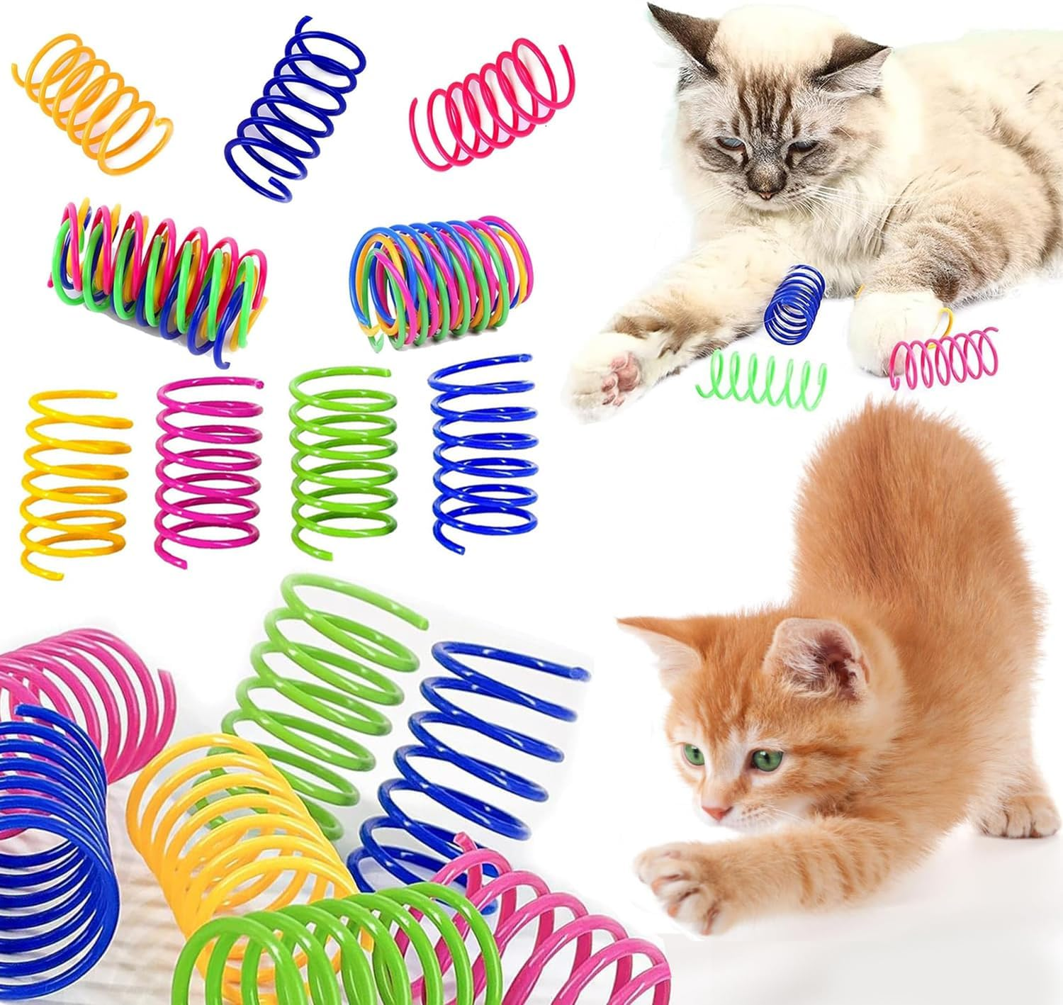Mumoo Bear Cat Spring Toys 36 Pack Spiral Springs for Indoor Cats, Colorful Durable Plastic Spring Horns Attract Cats to Knock, Bite, Hunt, Interactive Cat Toys and Kittens image number 4