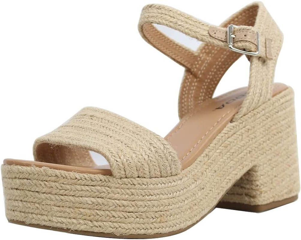 Soda Women'S Castle Jute Open Toe Ankle Strap Platform Wedge