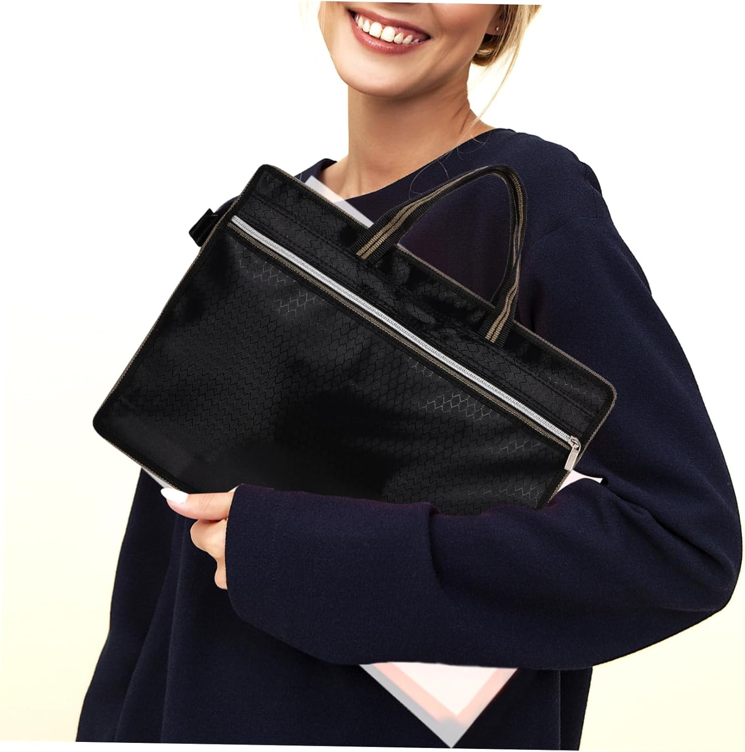 ARTIBETTER Oxford Cloth File Pouch A4 Size Double Zipper Canvas Document Organizer Portable File Bag for Office and School Filing Storage image number 3