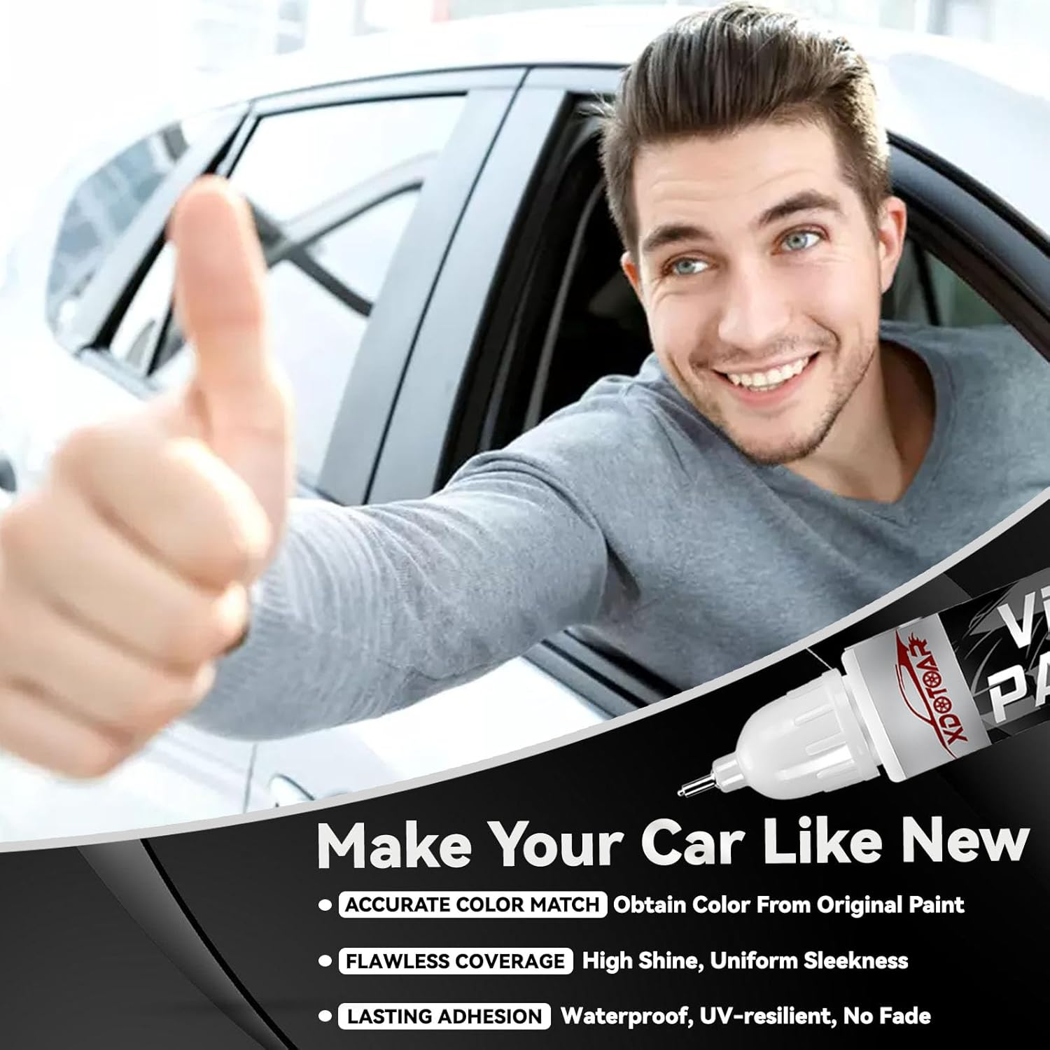 White Car Paint Touch up Pen, Color Accurate Touch up Paint for Cars, Professional Automotive Paint Scratch Repair, Lasting Auto Scratch Remover, Quick Drying, Easy to Use, Safe and Non-Toxic