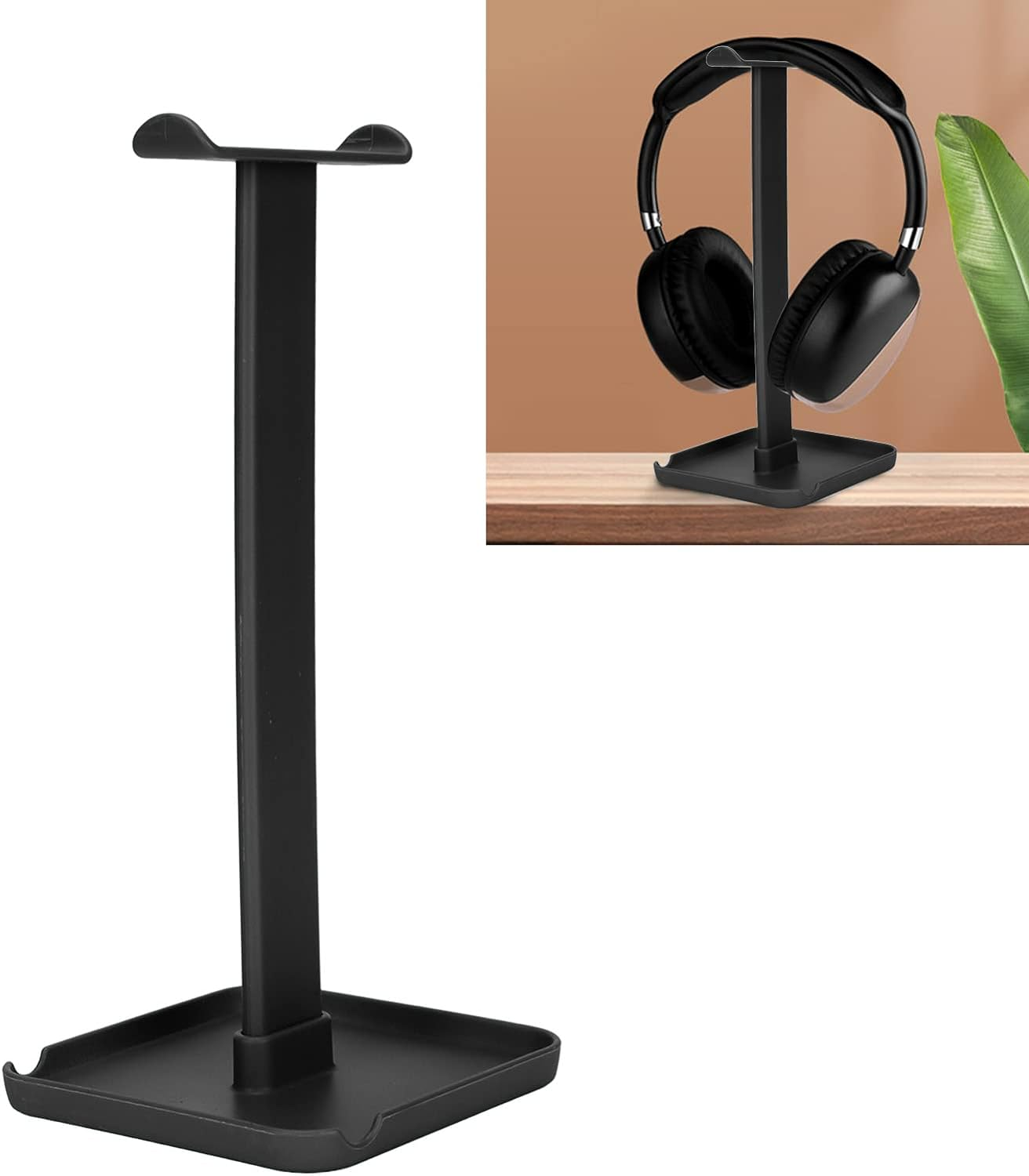 Headset Stand, Premium ABS Headphone Holder Bright Colour Safe Stable for Office for Desk for Home(Black) image number 4