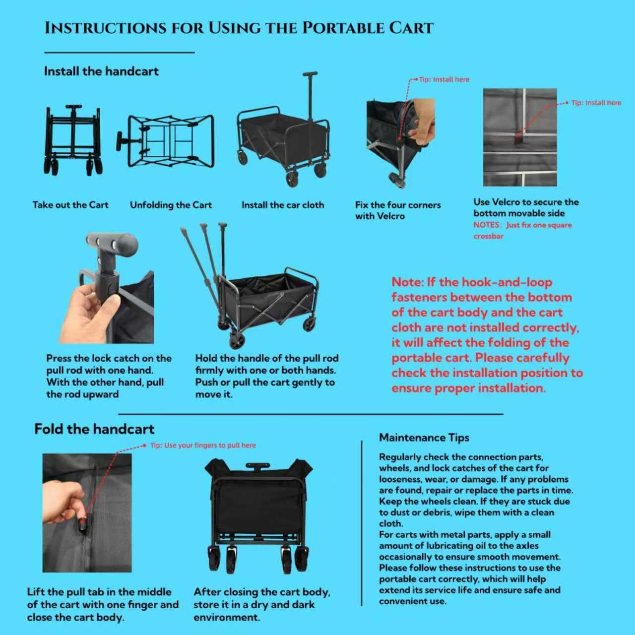 Collapsible Wagon Outdoor Utility Wagon - 70X48X86Cm Large Capacity with All-Terrain Wheels, Foldable Wagon for Camping, Garden, Shopping, Easy Storage for Outdoor Activities image number 4