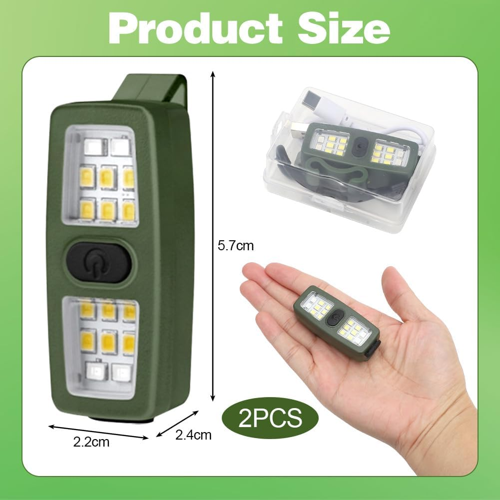 Yuragim LED Clip Lamp, Running Light, Small Headlamp, Pack of 2 USB Rechargeable Clip Lamp, Waterproof Running Light with 7 Light Modes for Camping, Hiking, Jogging, Climbing, Fishing, Backpack image number 2