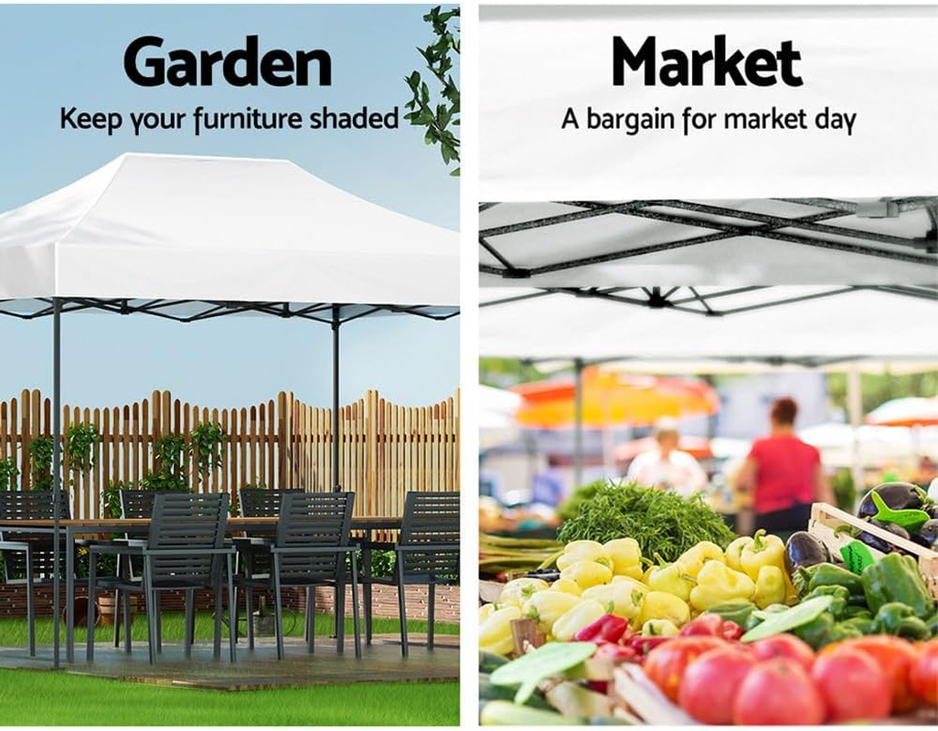 Instahut Gazebo 3X4.5, Pop up Camping Tent Marquee Folding White Gazebos Garden Outdoor Wedding Party Canopy Patio, Water Resistant and UV PU Coating image number 6