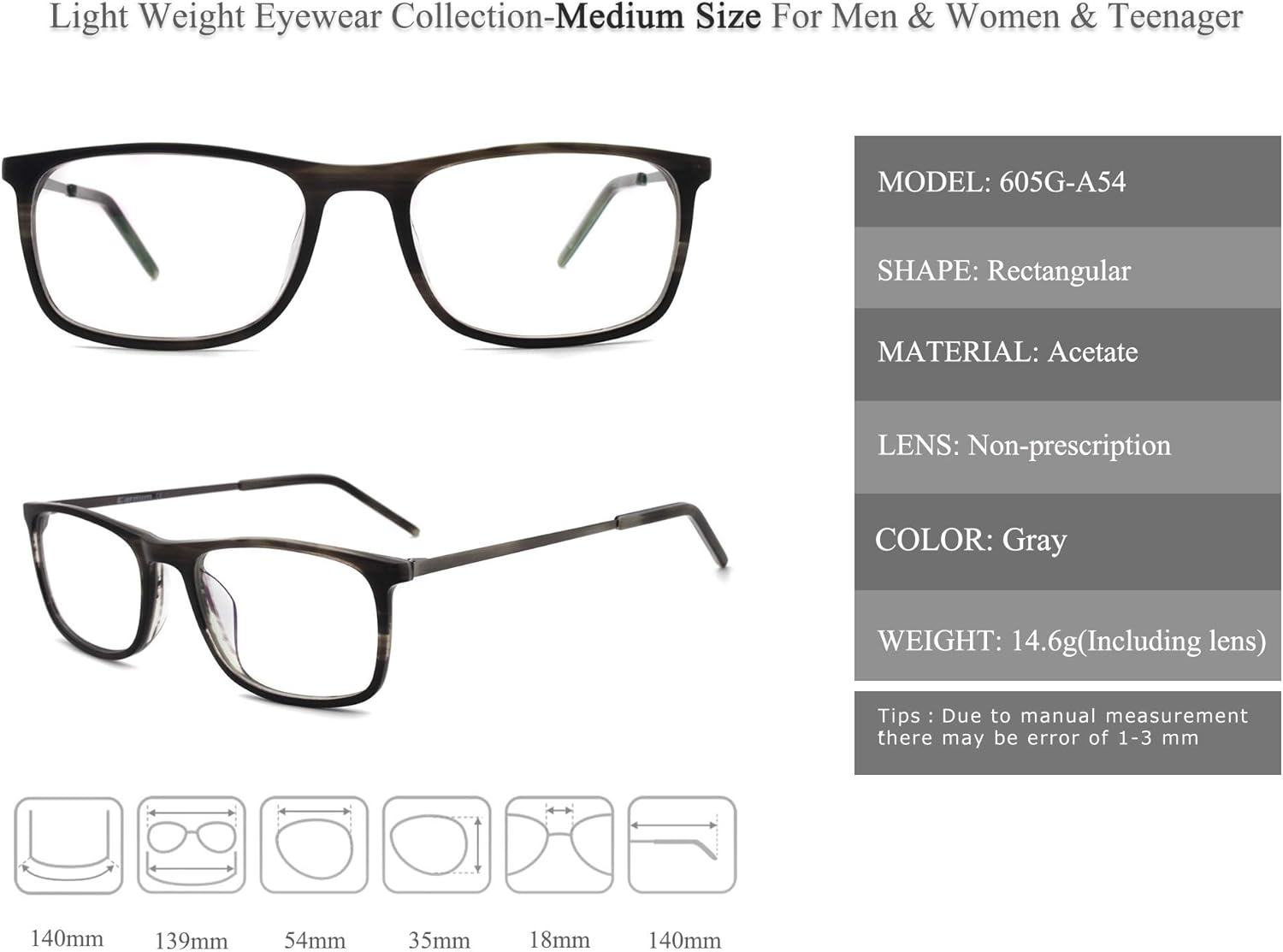 Eyeglasses Frames for Men 54 Vintage Designer Glasses Men Women Non  Rectangle Frames