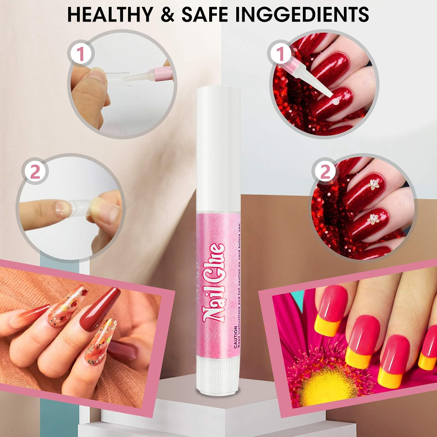 16 Pcs Nail Glues Set,10 PCS Nail Glue for Acrylic Nails,Adhesive Super Bond for Fake Nails,1 Nail Clipper Cutter for Fake Nails,5 Double Sided Emery Nail Files,Nails Manicure Salon Nail Art DIY image number 3