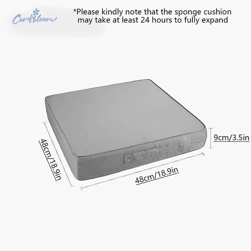2Pcs Comfibloom'S High-Density Foam Seat Cushion, Patio Cushion,Waterproof, Outdoor Cushion,Perfect for Outdoor Charis. (Light Grey, Standard 48 X 48 X 9 Cm) image number 2