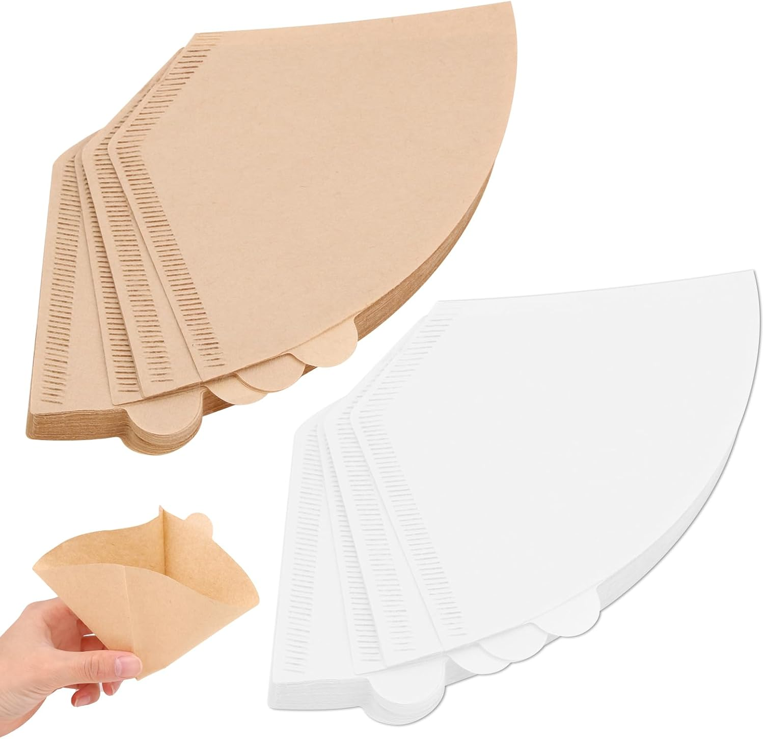 80 Pcs Coffee Filter Paper, Two-Color Original Wooden Drip Paper for Perfect Pour over & Drip Coffee, Fits Most Coffee Machines & Cones, Premium Quality for Aroma & Smooth Taste