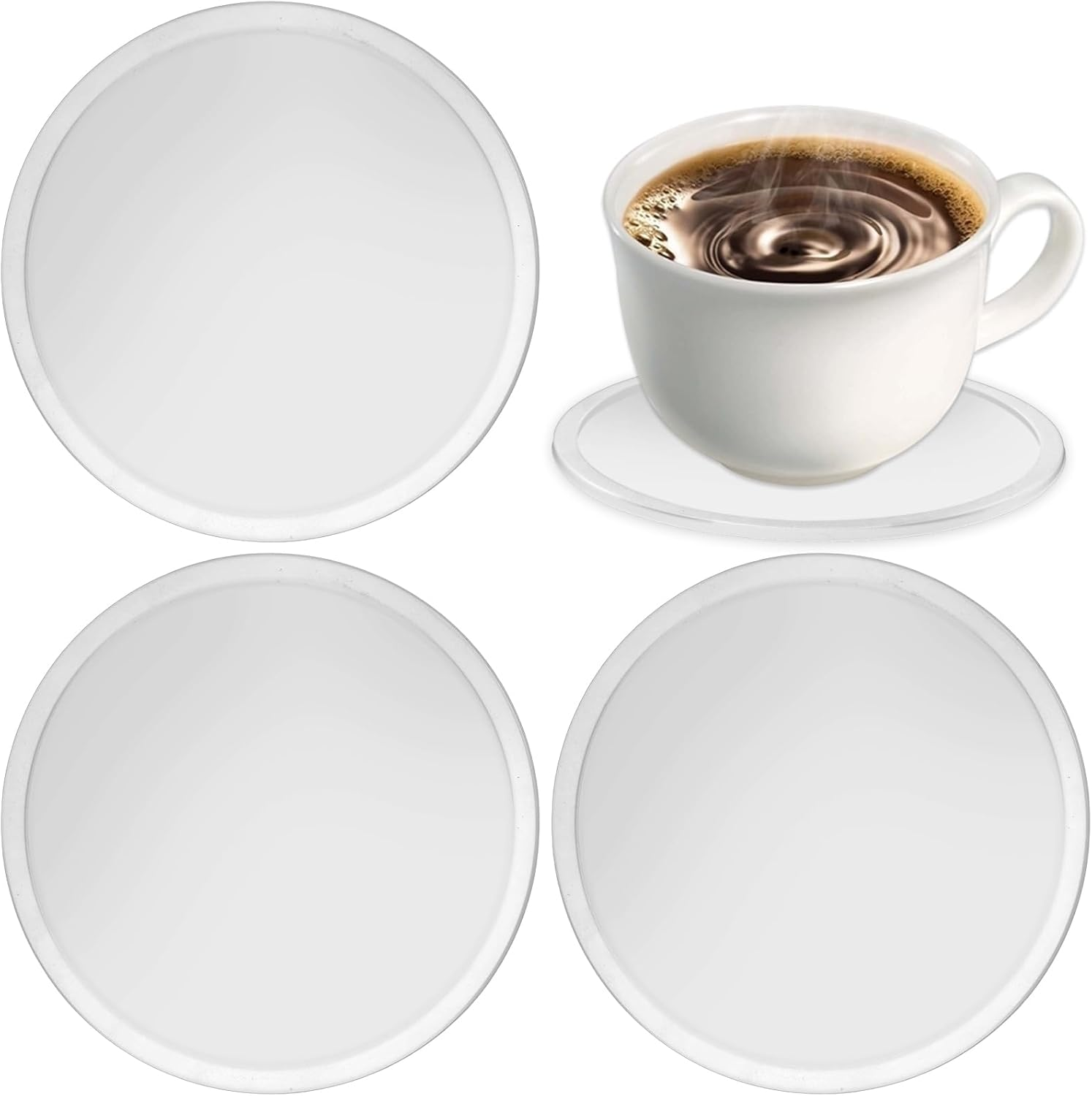 3 Pcs Silicone Coasters for Drinks, Black round Mugs Coasters Pads Mats, Protect Furniture from Scratch & Water Marks, Non Slip, for Coffee Beer Glass Home Bar