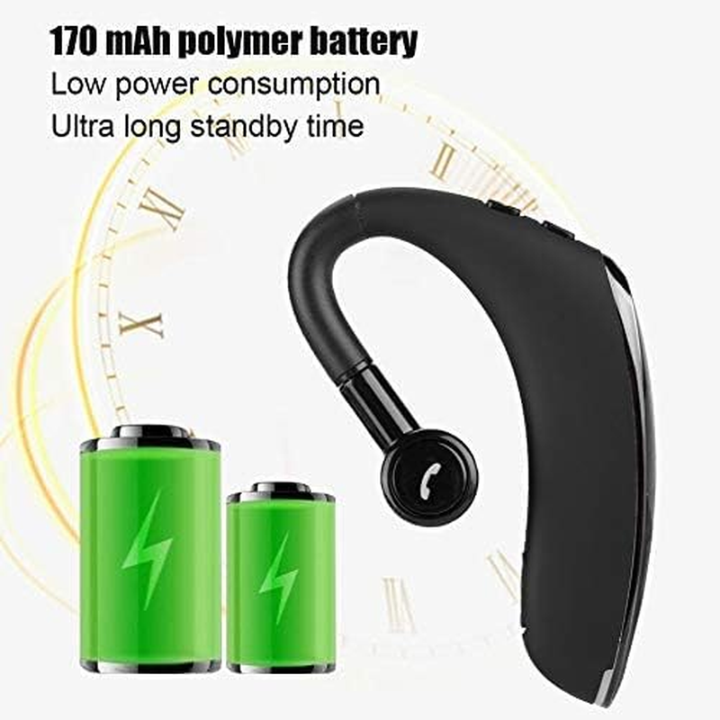 Bluetooth Headset, Wireless Bluetooth 5.0 Headset Basse Stereo Earpiece Hands-Free Calling Business Headphone with 170Ma Battery Rechargeable for Ios, Android. image number 6