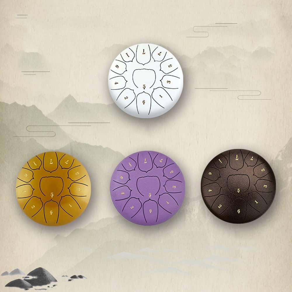 Domary 6 Inch Steel Tongue Drum 11 Notes Handpan Drum with Drum Mallet Finger Picks Percussion for Meditation Yoga - Dark Silver image number 3