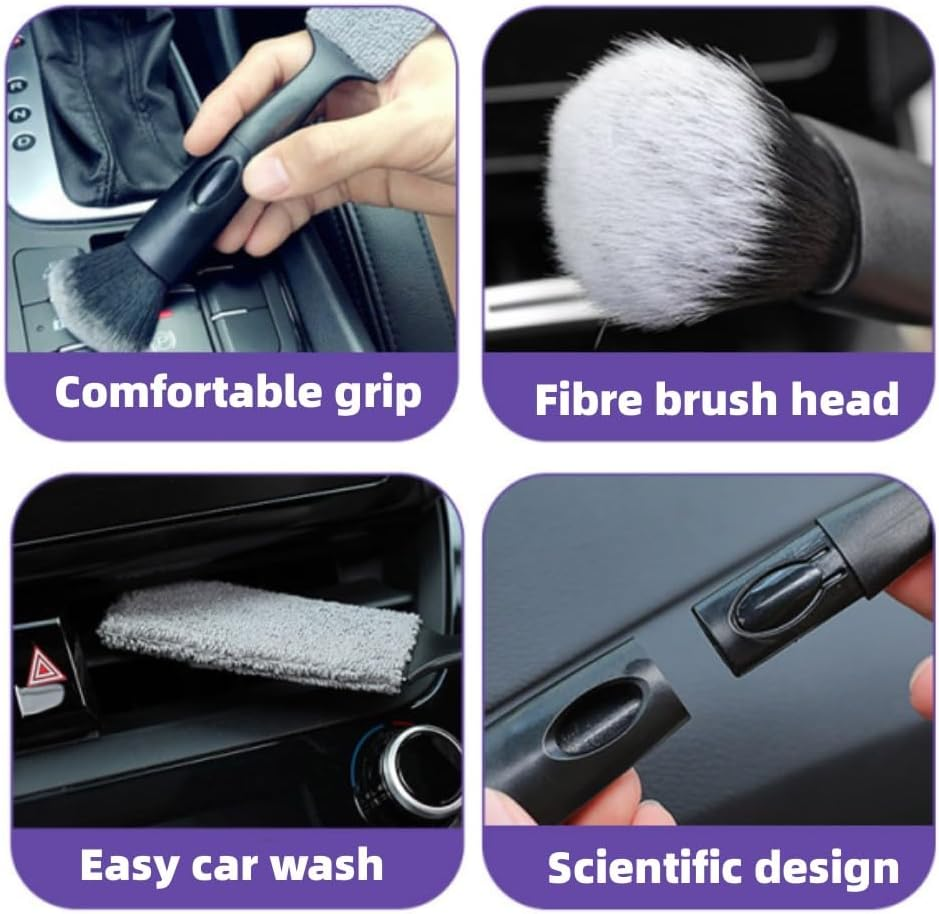 Car Detailing Brush Set, 4 PCS Soft Boars Hair Auto Interior Cleaning Detail Brushes, Perfect for Safely Cleaning Emblem Air Vent, Leather Seats, Washing Wheels, Tires, Engine Bay image number 4