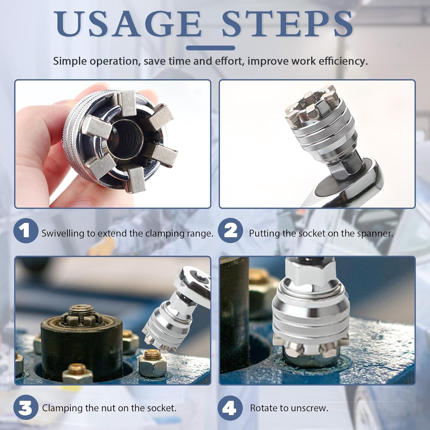 Betinyar Adjustable Universal Socket Wrench, Suitable for 10-19Mm Hex Head Nuts and Bolts Driver Tool for 3/8" Power Drill and Ratchet Wrenches