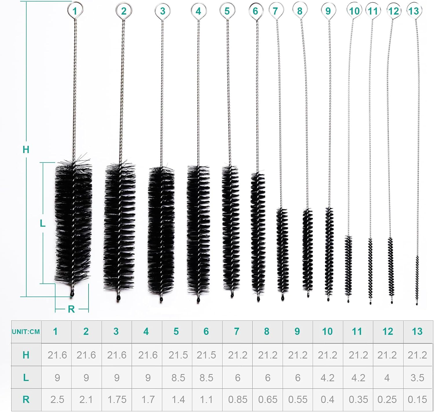 13Pcs Bottle Cleaner Brush and Straw Cleaner Brush,Cleaning Bottle Brush Stainless Steel Brush for Bottles, Straws, Pipes, Wine Decanter, Auto Parts,Sinks and Cup Cover