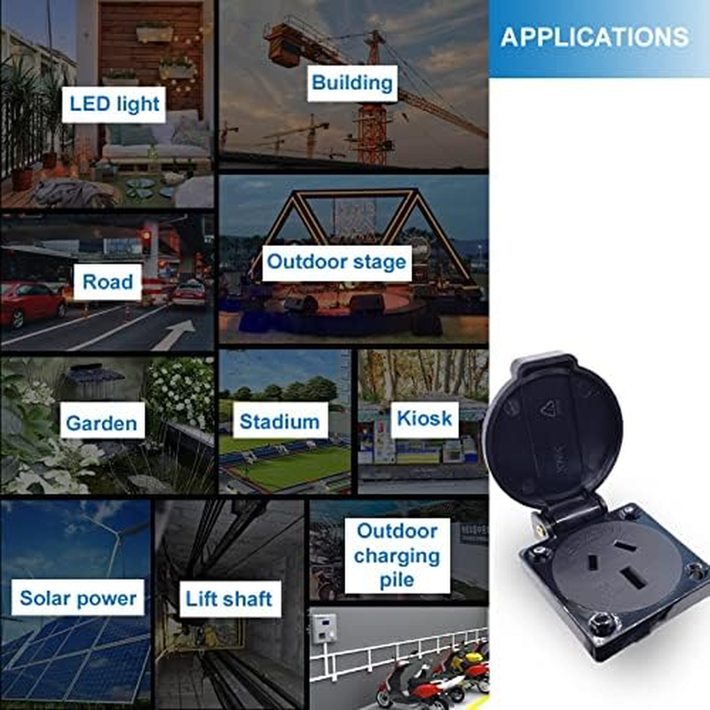 Waterproof IP44 Australian/New Zealand Socket for AUS Type I Plug, 15A, Dustproof Rainproof AU/NZ Industrial Socket with Cover for Car Inverter, Air Conditioner, Outdoor Power Equipment (3 Pieces) - 1 Piece image number 5