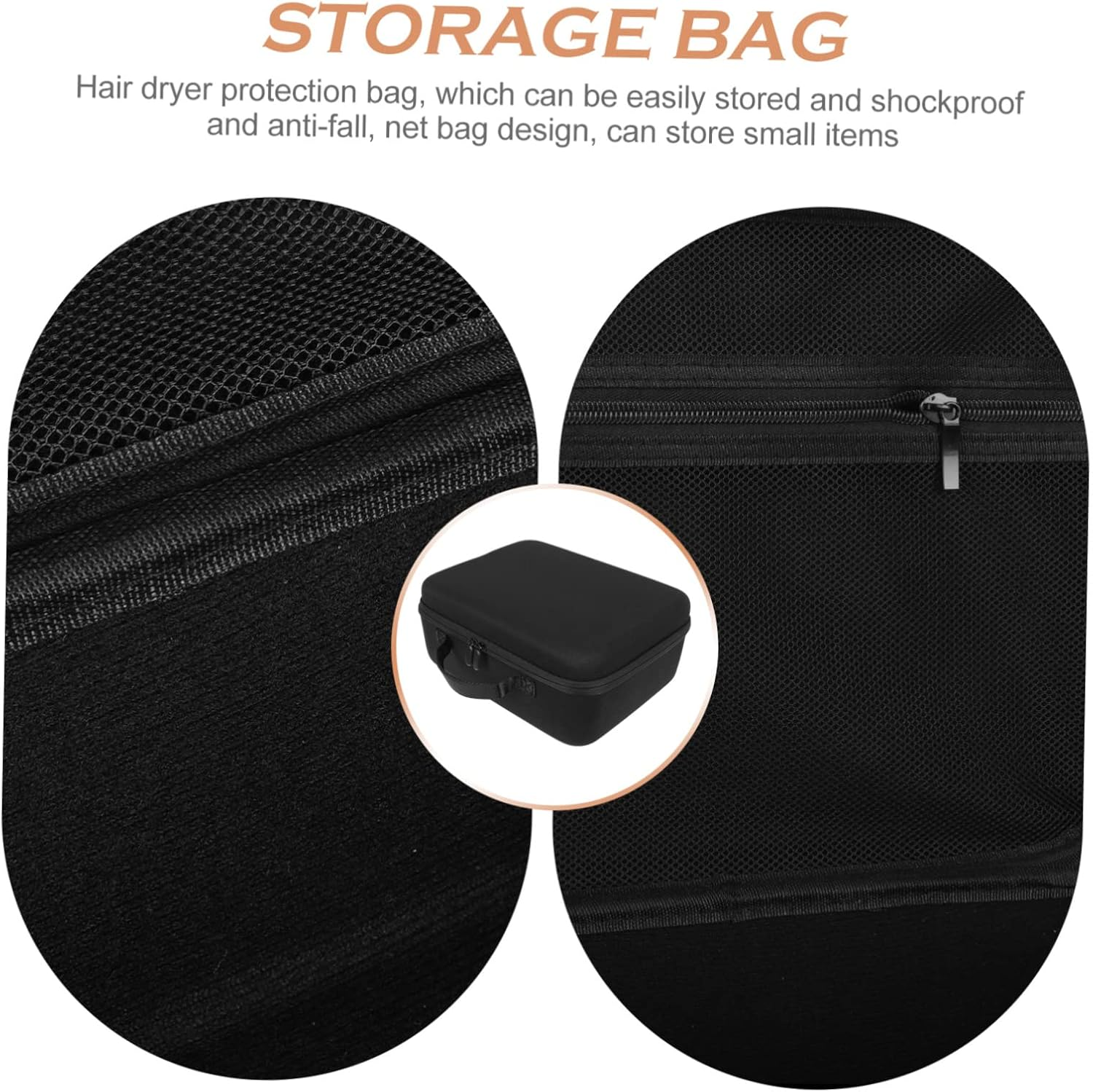 Hohopeti Portable Hair Dryer Carrier Case Storage Travel Bag for Hair Styling Tools Straightener Curler Organizer Protective Toiletry Bag image number 5