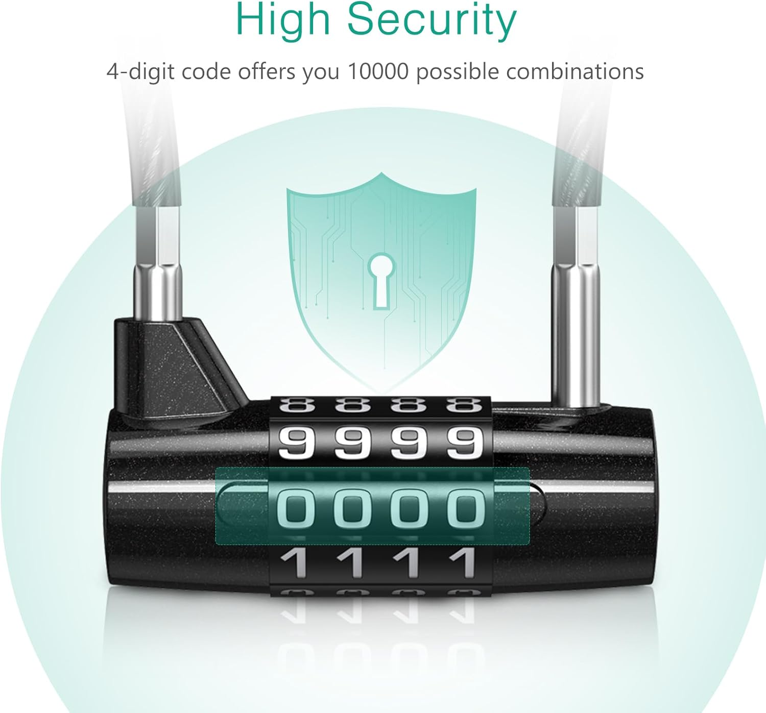 ORIA Combination Padlock, 2Pcs Long Shackle Padlock, 4-Digit Combination Padlock, Waterproof Resettable Cable Lock for Gym, School Locker, Fence, Gate, Toolboxes, Luggage, Bike image number 1