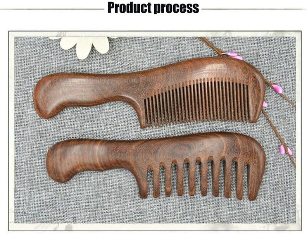Hair Brush, Sandalwood Wooden Massage Comb, Sandalwood Wide Tooth Comb Curly Hair Portable Coarse Tooth Wooden Comb image number 1