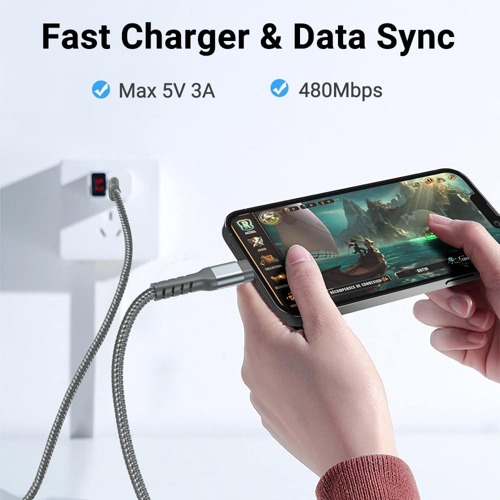 Iphone Charger Cable 2M, Apple Mfi Certified Lightning Cable Nylon Braided Iphone Cable USB a to Lightning Cable Fast Charging for Iphone 14 13 12 11 Pro Max XR XS Max X 10 8 7 6 SE, Ipad