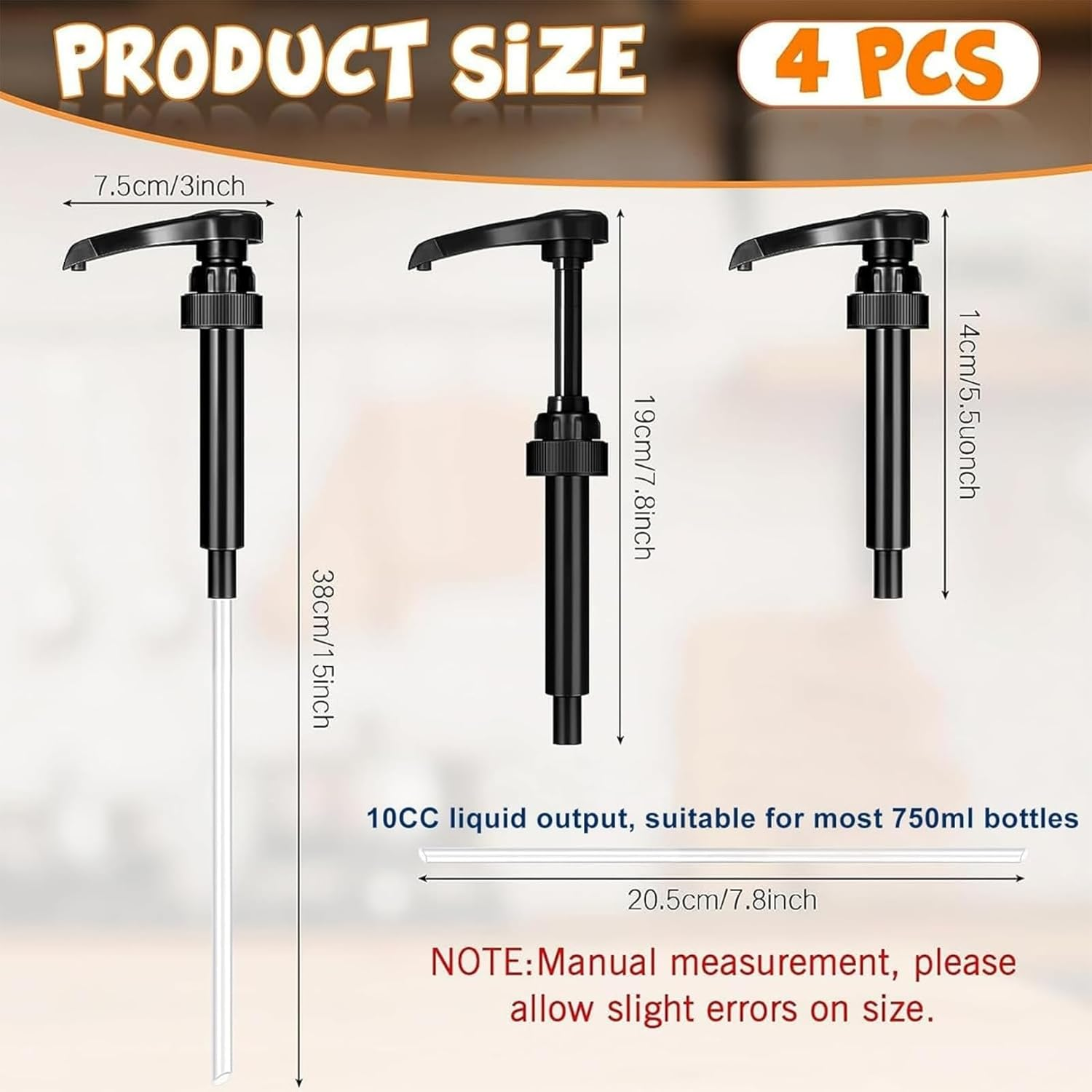 MIZOXY 4Pcs Coffee Syrup Dispenser Pump - Hand Soap Pump Replacement Pump Milk Bottle Pump Cherry Syrup Dispenser Pump Juice Bottle Kitchen Sink Soap Dispenser Pump (Black&Glod) image number 2