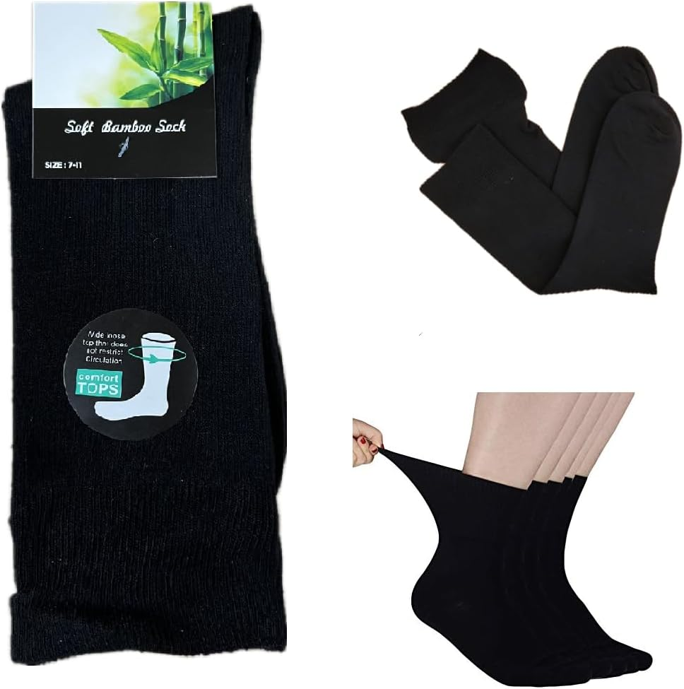 6 Pairs Mens MEN Bamboo Medical Circulation Diabetic LOOSE TOP SOCKS Size 6-11 AU