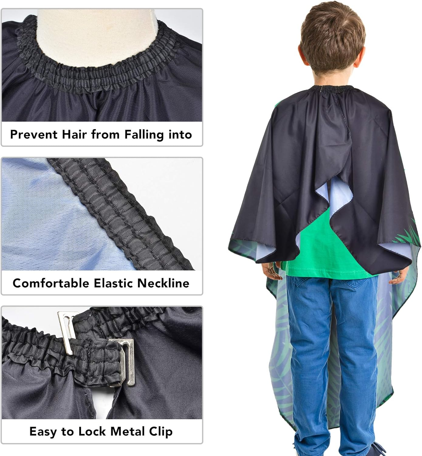 Kids Haircut Waterproof Barber Cape Cover, Dinosaur Hair Cutting Apron for Boys with Adjustable Snap Closure image number 5