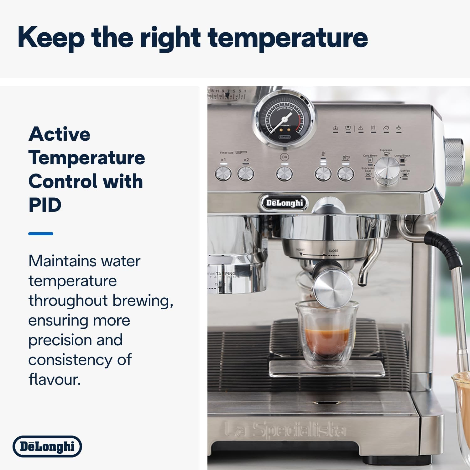 De'Longhi La Specialista Opera Manual Espresso Coffee Machine EC9555.M, Smart Tamping Station, 15 Grind Settings, Cold Brew Function, Latteart Steam Wand, Includes Milk Frothing Jug, Metal - Black image number 5