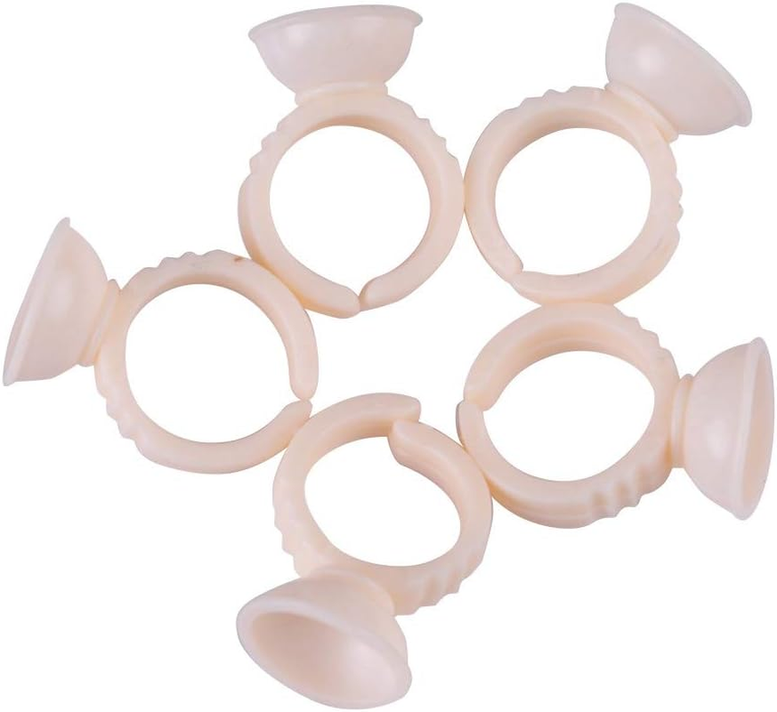 Generic 100Pcs Superior-Quality Ring Cups Disposable Durable Professional Tool for Paint or Eyelash Glue, Plastic Semi Permanent Ink Ring Cup for Pigment Holder for Artists (Silicone image number 2