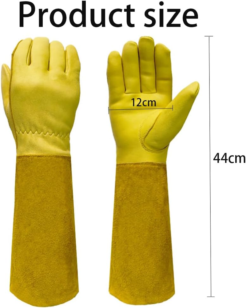 1 Pair Long Sleeve Leather Gloves, Gardening Gloves for Men&Women, Rose Pruning Gloves,Puncture and Scratch Resistant, Suitable for Gardening Pruning, Gardeners Yard Work Etc. image number 4