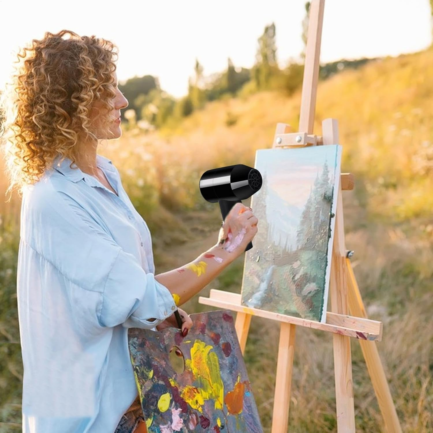 Cordless Dryer for Artists - Portable Cordless Air Dryer for Watercolour | Rechargeable Handheld Artist Air Dryer | Artist Paint Dryer | USB Low Noise Wireless Hair Dryer | Drying Tool for Artists