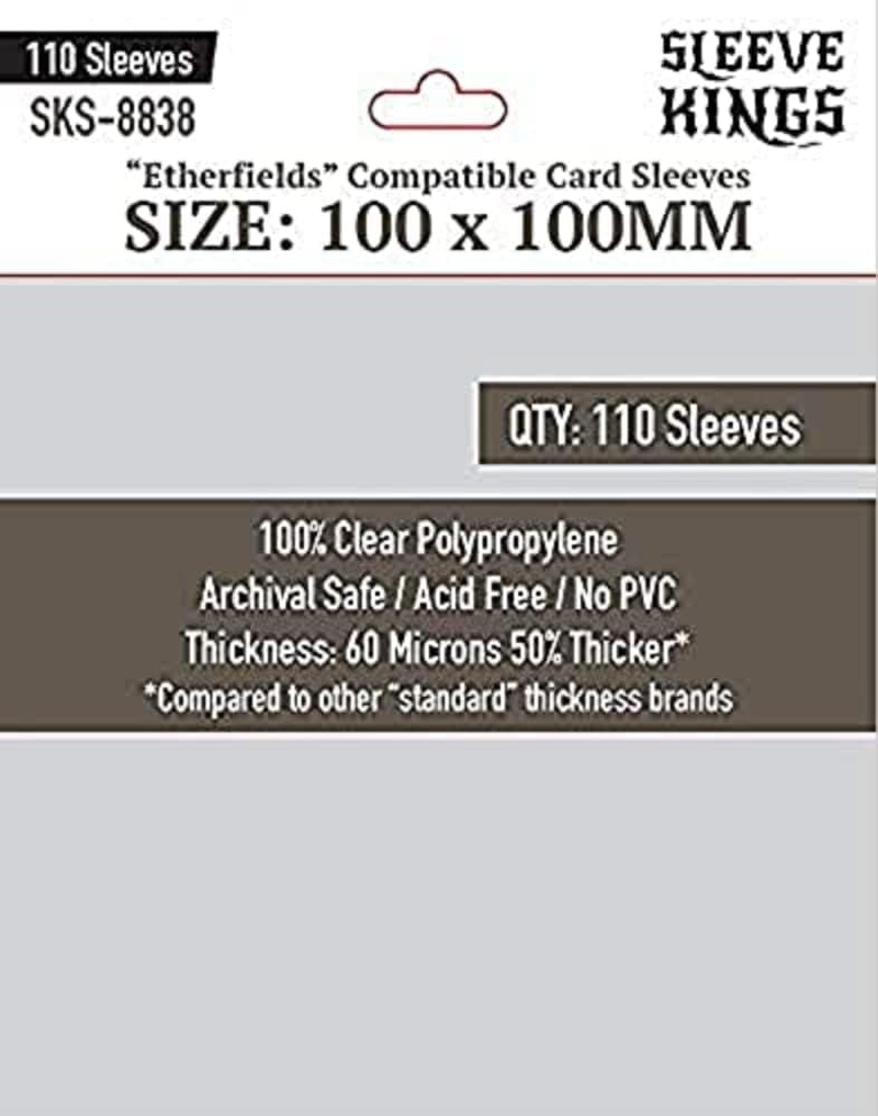 Sleeve Kings Board Game Etherfields Compatible Card Sleeves 110-Piece Pack, 100 Mm X 100 Mm Size