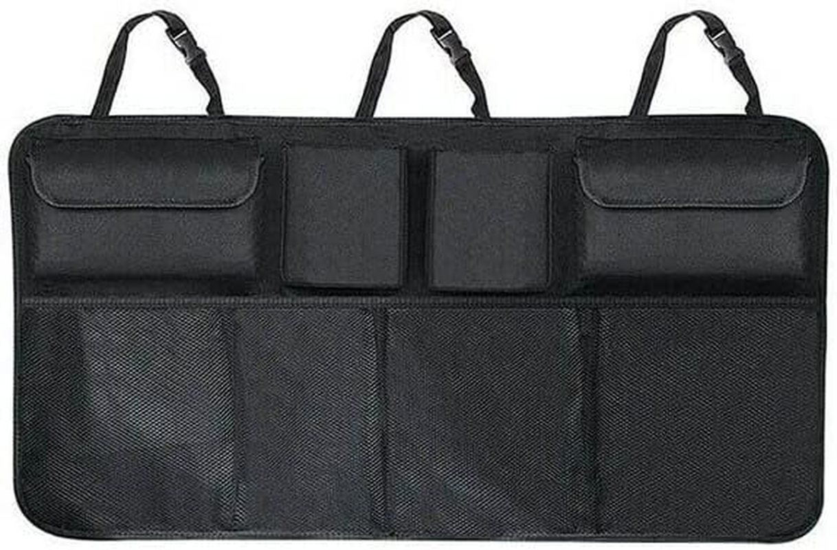 AIMALL Large Organiser Car Seat Back Storage Bag SUV Hatchback Boot Trunk Hanging Pouch Oxford Cloth, Foldable Design 41.3&times;20.5In Durable Wear-Resistant Black image number 2