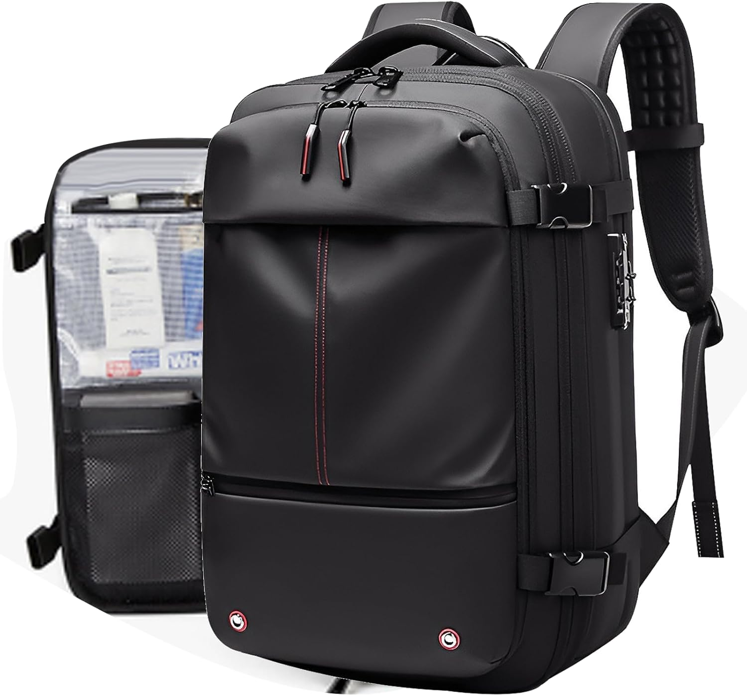 Travel Backpack, Vacuum Backpack with Vacuum Pump, 19 Inch Large Capacity Backpack, Expandable Travel Backpack with Combination Lock, Compartmentalized Storage Design