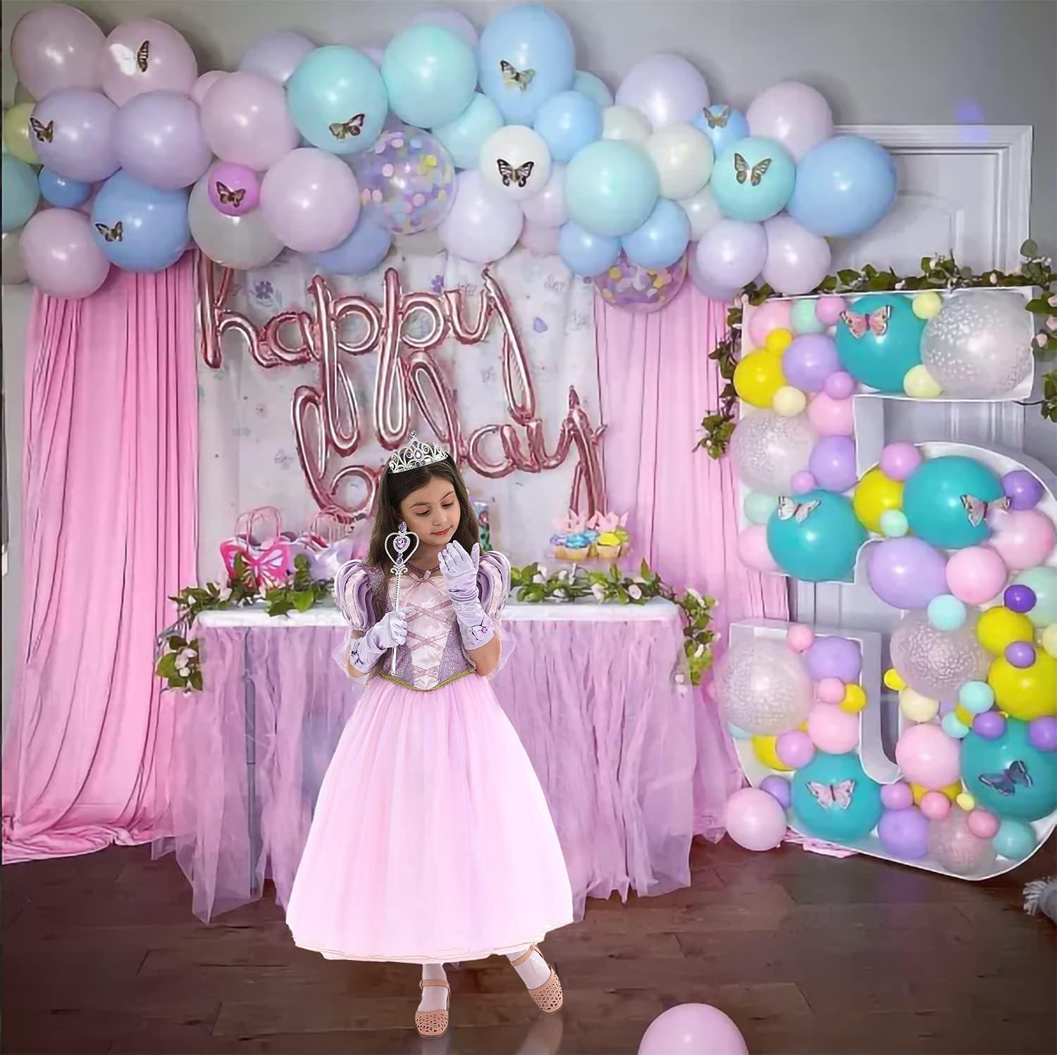 Lingway Toys Luxury Girls Princess Dress up Costumes,Rapunzel Cosplay Dress with Accessories image number 4