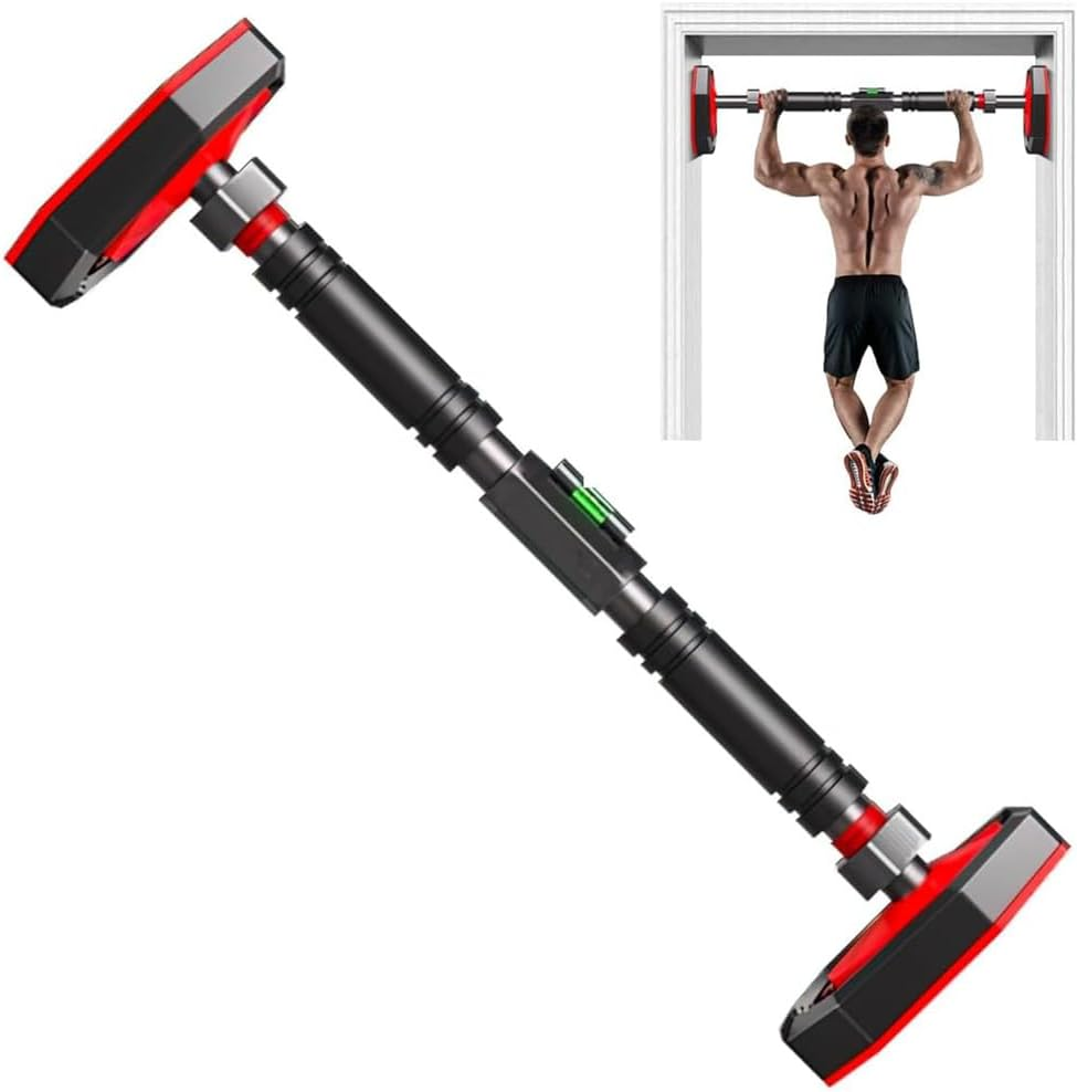 Free Standing Pull up Bar for Doorway,Strength Training Chin up Bar without Screw,Door Horizontal Bar Pull up Bar Adjustable Training Bar Punching with Hanging Pull Rings Upper Body Strength Training image number 6