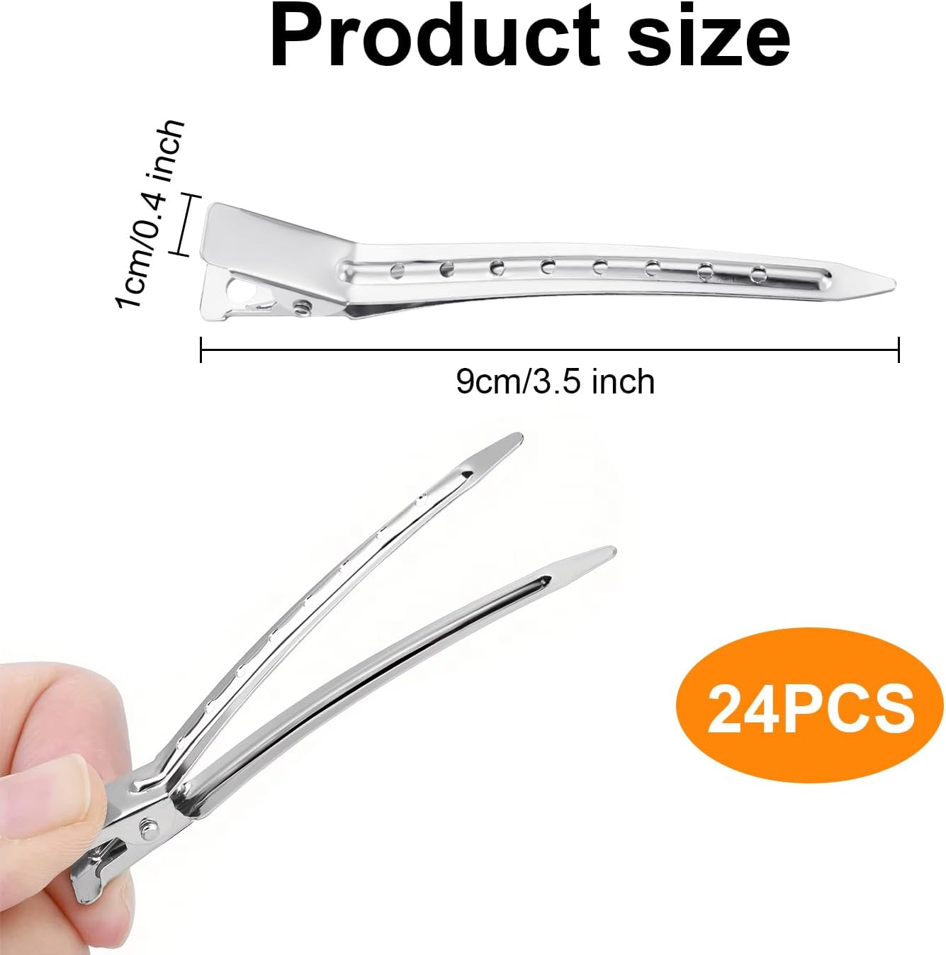 24 Pcs Duck Bill Clips,Funcyboo 3.5 Inch Styling Hairpins, Silver 8 Hole Design Duckbill Hairpins for Hair Styling, Salon Hair Dyeing Daily Styling image number 5