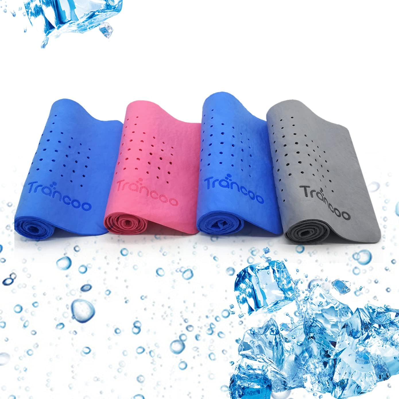 2 Packs PVA Cooling Towel(33"X7.85",Perforated Chill Towel, PVA Cooling Scarf,Sweat Rags for Workout, Gym Towel, Neck Warp Sports Towel for Running, Hiking,Swimming Golf (Blue+Pink)