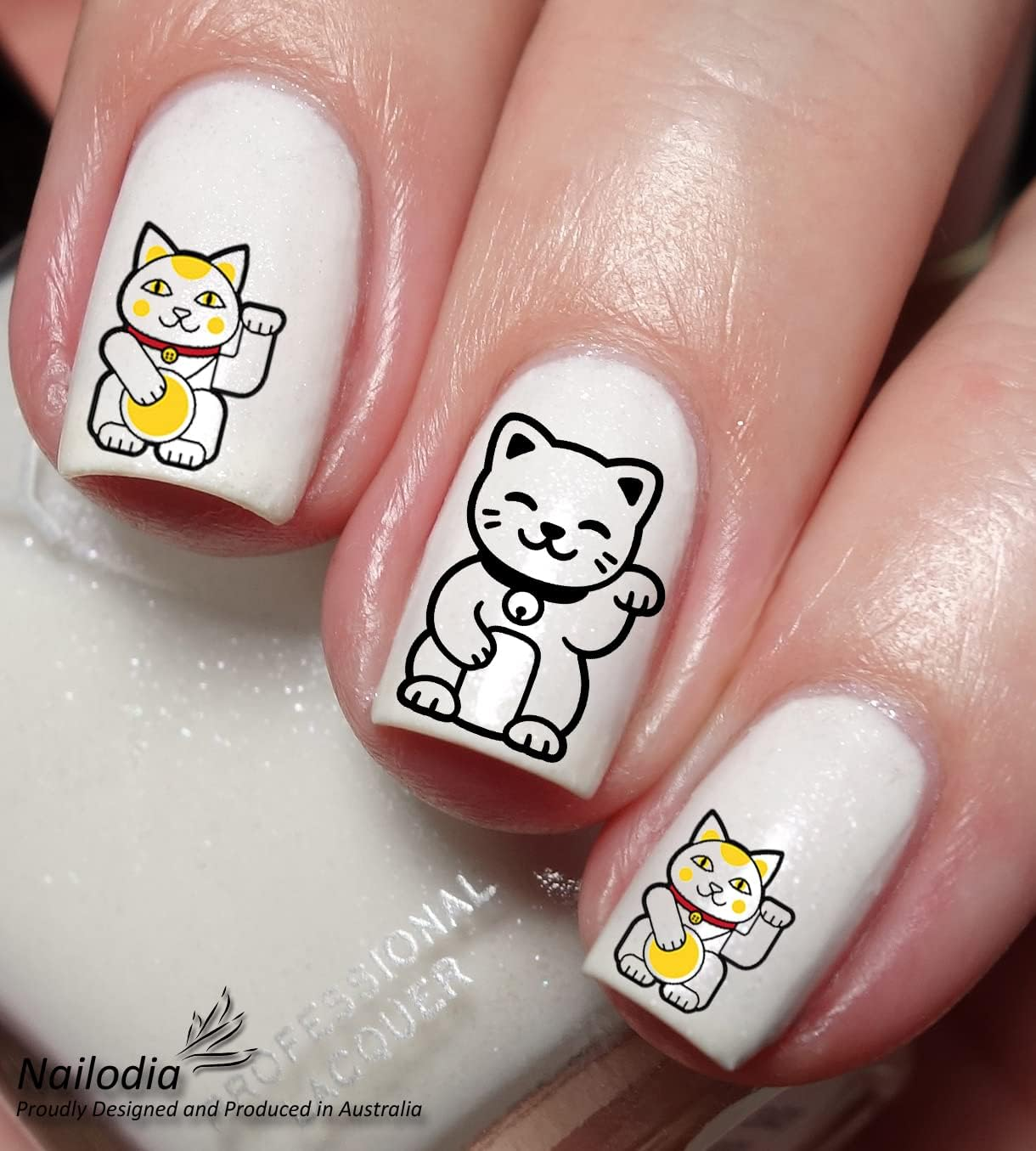 Japanese Lucky Cat Maneki Neko Nail Art Decal Sticker