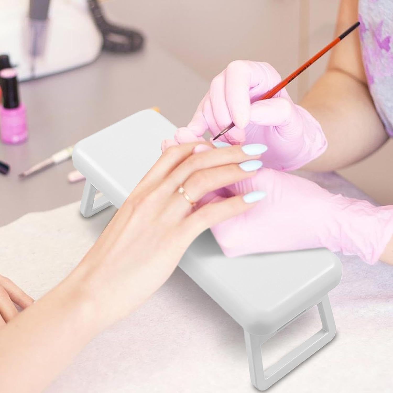 Nail Pillow Hand Rest | Stable Nail Arm Rest, Manicure Hand Pillow - Foldable Hand Holder for Nails Tech, Portable Nail Armrest, at Home, Professional Nail Salon, Out for Services